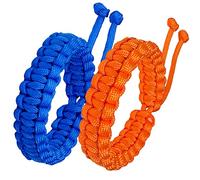 Jewboo Paracord Survival Bracelets Braided Paracord Handmade Rope for Couples Men Women Adjustable Size (Blue & Orange)