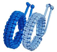 Jewboo Paracord Survival Bracelets Braided Paracord Handmade Rope for Couples Men Women Adjustable Size (2Pcs Blue)