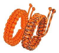 Jewboo Paracord Survival Bracelets Braided Paracord Handmade Rope for Couples Men Women Adjustable Size (2Pcs Oranges)