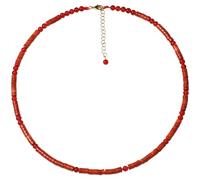 Jewboo Real Gemstones and Crystals Choker Necklaces for Women Coin shaped Beads Energy Healing Crystal Simple Choker Necklace Gift (Red Jasper)