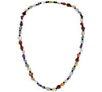 Jewboo Real Reiki 7 Chakra Black Agate Beaded Necklace Irregular Tumbled Chips Colorful Healing Crystals Jewelry Yoga Meditation Balance Gifts Necklaces for Women (24")