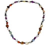 Jewboo Real Reiki 7 Chakra Black Agate Beaded Necklace Irregular Tumbled Chips Colorful Healing Crystals Jewelry Yoga Meditation Balance Gifts Necklaces for Women (18")