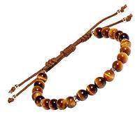 Jewboo Tiger Eye Stones Bracelet Adjustable 6mm+ Beads Healing Gemstone Meditation Yoga Men Women Gifts(Yellow)