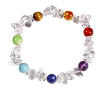 Jewboo White Quartz Bracelet for Women Reiki Crystal Healing Stones 7 Chakra Natural Gemstone Stretch Balance Stress Relief Yoga Meditation Bracelets