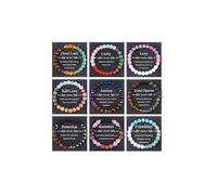 Jewdreamer 9PCS 8mm Natural Beaded Bracelets for Women Men Semi-Precious Gemstone Crystal Bracelets Round Beads Gemstones Stretch Yoga Bracelet Jewelry Gift, L, Stone, Agate