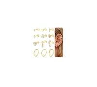 JeweBella 12PCS 18G Labret Tragus Helix Piercing Jewellery 316L Surgical Steel Small Flat Back Ear Nose Piercing Labret Studs Silver Gold Conch Daith Tragus Hoop Stud Earrings for Women 6/8mm