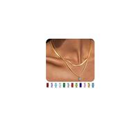 JeweBella 14K Gold Necklaces for Women Birthstone Necklaces Set Stainless Steel Layered Snake Necklace Emerald Zirconia Crystal Pendant Necklace Choker Necklaces Birthday Gifts Gold Jewellery