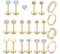 JeweBella 16G Helix Piercing Jewellery Threaded Nose Stud Labret Studs Nose Ring Flat Back Earrings Surgical Steel Helix Hoop Conch Daith Lip Tragus Piercing Silver Gold Septum Medusa Piercing