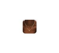 JeweBella 18K Gold Layered Initial Necklace for Women Girls - Personalised Name Pendant Chain Beaded Choker for Women Girls
