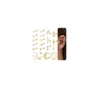 JeweBella 20 Pcs Surgical Steel Helix Piercing Jewellery Hypoallergenic Screw Flat Back earrings Set Tragus Hoop Conch Daith Piercing Jewellery Clip Silver Gold Cartilage Stud Earrings for Women