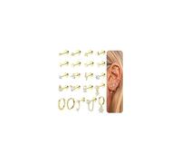 JeweBella 21PCS Flat Back Earrings for Women Hypoallergenic Surgical Steel Earrings Gold/Silver Stud Hoop Earrings Stack Cartilage Earring Stack Conch Daith Tragus Helix Piercing Jewellery