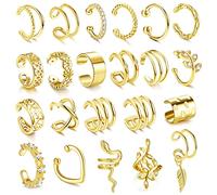 JeweBella 22Pcs Adjustable Ear Cuffs for Women Ear Cuff Earrings Non Piercing Ear Cuff Set Cartilage Clip On Wrap Earring Set Non-Pierced Cuff Earrings For Women Girls Silver/Gold/Rosegold/Black