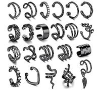 JeweBella 22Pcs Adjustable Ear Cuffs for Women Ear Cuff Earrings Non Piercing Ear Cuff Set Cartilage Clip On Wrap Earring Set Non-Pierced Cuff Earrings For Women Girls Silver/Gold/Rosegold/Black