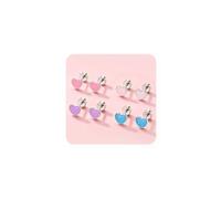 JeweBella 4 Pairs Hypoallergenic Flat Back Earrings for Girls Kids Silver