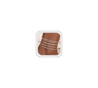 JeweBella 4 Pcs Gold Silver Anklets Bracelet for Women, Adjustable & Dainty Women's Anklets Chain Bracelet, Beach Holiday Jewellery for Women, Stainless Steel Waterproof Jewellery for Female Girl