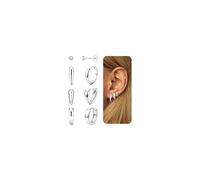 JeweBella 4Pairs Silver Hoop Earrings Set - Chunky, Small & Stud Hoops - Hypoallergenic & Lightweight - Sterling Silver & Zirconia