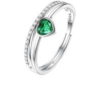 JeweBella 925 Sterling Silver Ring for Women Adjustable Love Heart Birthstone Ring Cubic Zirconia Engagement Wedding Promise Thumb Rings Women Jewellery Gift for Girls Her
