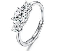 JeweBella 925 Sterling Silver Rings for Women Girls Cubic Zirconia Adjustable Thumb Ring Promise Wedding Engagement Rings Silver Eternity Ring Anniversary Jewellery Gifts