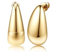 JeweBella Chunky Gold Hoops Earrings for Women 18K Gold Plated Hypoallergenic Earrings Lightweight Small Thick Huggie Earring Wide Zircon Hoop Earring