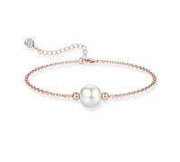 JeweBella Freshwater Pearl Bracelets for Womens Adjustable Handmade Pearl Bracelet Hand Chain 18K Gold/Rose Gold/White Gold Plated Elegant Beaded Jewellery Gifts for Women