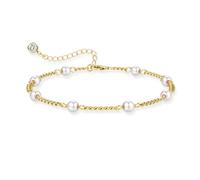 JeweBella Freshwater Pearl Bracelets for Womens Adjustable Handmade Pearl Bracelet Hand Chain 18K Gold/Rose Gold/White Gold Plated Elegant Beaded Jewellery Gifts for Women