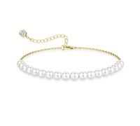 JeweBella Freshwater Pearl Bracelets for Womens Adjustable Handmade Pearl Bracelet Hand Chain 18K Gold/Rose Gold/White Gold Plated Elegant Beaded Jewellery Gifts for Women
