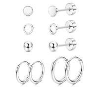 JeweBella G23 Implant Grade Titanium Earrings Flat Back Stud Hoop Set