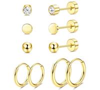 JeweBella G23 Implant Grade Titanium Earrings Flat Back Stud Hoop Set