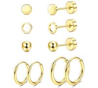 JeweBella G23 Implant Grade Titanium Earrings Flat Back Stud Hoop Set