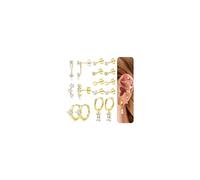 JeweBella Hypoallergenic Flat Back Earrings for Women Gold/Silver Stud Hoop Earrings Surgical Steel Earrings Small Sleeper Cartilage Earrings Set for Multiple Piercings
