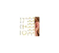 JeweBella Hypoallergenic Flat Back Earrings for Women Gold/Silver Stud Hoop Earrings Surgical Steel Earrings Small Sleeper Cartilage Earrings Set for Multiple Piercings