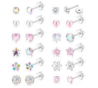 JeweBella Hypoallergenic Flat Back Earrings Surgical Steel for Girls Kids