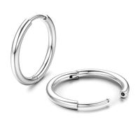 JeweBella Hypoallergenic G23 Titanium Hoop Earrings for Women Men Small Huggie Hoop Earrings for Sensitive Ears Lightweight Cubic Zirconia Helix Cartilage Piercing Jewelry 8/10/12/14mm