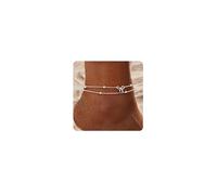 JeweBella Silver/Gold Anklets for Women, Sterling Silver Ankle Bracelets for Women Adjustable Bow Double Layered Anklets Waterproof Summer Beach Foot Jewelry Gifts
