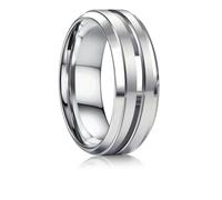 JeweBella Stainless Steel Mens Rings Wedding Band Ring for Men-8MM Wide