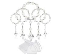 Jewecutger 30 Pcs Baptism Acrylic Rosary Beads Rosaries Angel with Bags for The First Communion Baptism Favors
