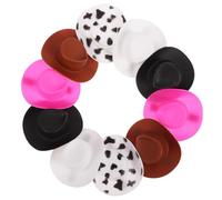 JEWEDECO 10 Pcs Cowgirl Hat Hair Clips Bulk Cute Plastic Clips Resistant to Deformation Assorted Colour Stylish Accessories for Halloween Parties