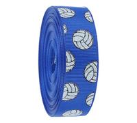 JEWEDECO 10 Yards Volleyball Victory Ribbon with Sparkling Sportsthemed Design, Lightweight Blue Polyester Ribbon for Sports Events and Locker Decorations, Easy to Tie for Team