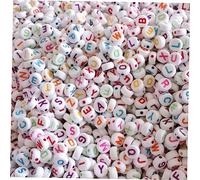 JEWEDECO 100pcs Acrylic Alphabet Beads Round Letter Beads Charms for DIY Loom Bands Bracelets and Jewelry Making