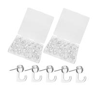 JEWEDECO 100pcs Jumbo Push Pin Tacks for Cork Board White Multi-function Hooks Heavy Duty Thumb Tacks for Home and Office Wall Mounting