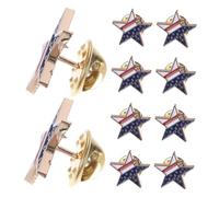 JEWEDECO 10pcs American Flag Lapel Pins Lightweight Alloy Five Pointed Star Brooches for Independence Day of July Patriotic Events Durable Fade Resistant Accessories
