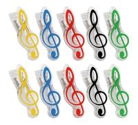 JEWEDECO 10pcs Colorful Music Note Shaped Plastic Book Clips for Sheet Music Page Holding Small Piano Score Clips for Office and Practice Multi-Color Memo and Page Marker Holder Set