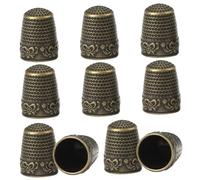 JEWEDECO 10Pcs Copper Finger Protectors Thimbles Vintage Sewing Tool for Cross Stitch Quilting Hand Sewing Thumb Guard Lightweight DIY Craft