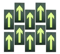 JEWEDECO 10pcs Glow-in-the-dark Arrow Sign Decals Pvc Self-adhesive Backing Reflective Markers for Outdoor Camping Trail Direction Way-finding and Navigation