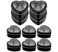 JEWEDECO 10pcs Heart-Shaped Tin Candy Boxes for Wedding Party Favors, Portable Black Windowed Metal Chocolate and Gum Packaging, 60x59x27mm Valentine’s Day Boxes