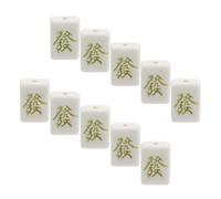 JEWEDECO 10pcs Mahjong Necklace Charms Ceramic Square Spacer Beads Hand Painted Porcelain Traditional Chinese Design Ethnic Style Comfortable Wear for DIY Crafts and Festive Decorations