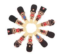 JEWEDECO 10pcs Nutcracker Soldier Wooden Clothespins with String Decorative Small Clips for Photo Display Crafts Festive Decor Lightweight Design