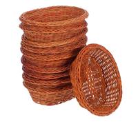 JEWEDECO 10pcs Oval Woven Rattan Fruit Basket and Bread Basket Set for Kitchen Counter, Breathable Storage with Organized Versatility, for Living Areas and Food Serving