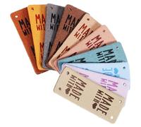 JEWEDECO 10pcs Pu Leather Handmade Labels for Crafts Sewing and Crochet, Customising Clothes with Not Easy to Deform Material, Elegant and Simple Style Tags for DIY Projects