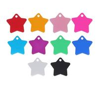 JEWEDECO 10pcs Star Shape Alumina Pet Id Tags for Cats and Rabbits, Versatile Engraved Identification Dog Collar Charms, Delicate Assorted Colour Pet Collar Decoration Random Color